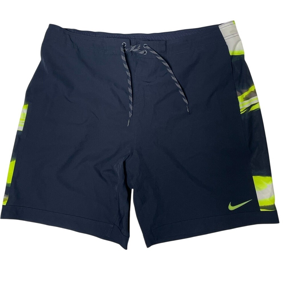 Nike Navy Blue Yellow‎ Swim Shorts Men's XXL
